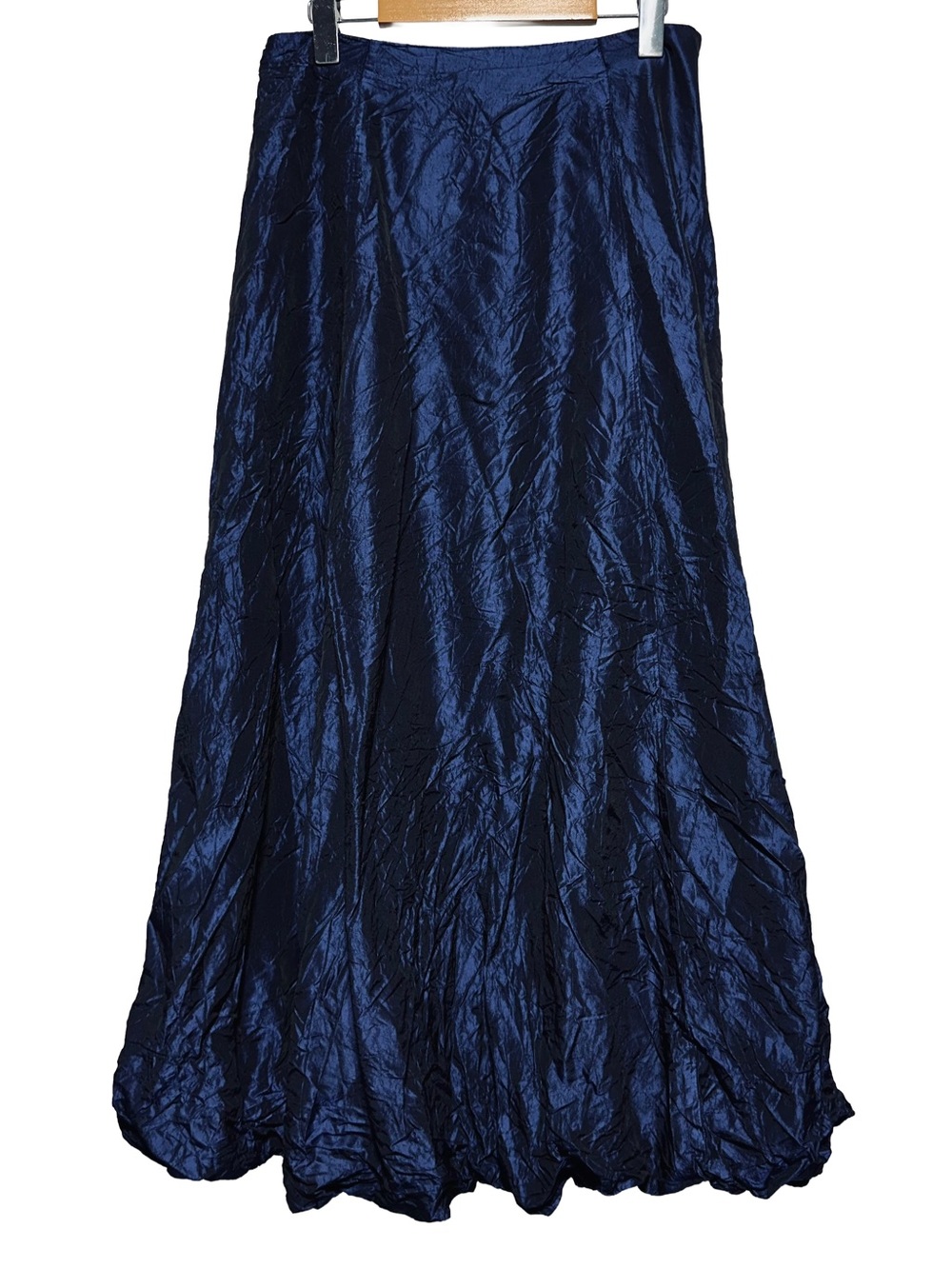 Navy Crinkle Taffeta Balloon Hem Formal Maxi Skirt Evening Party
